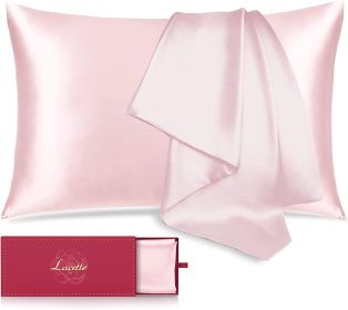 (Pink, King 20"x36", 1 Pack) Silk Pillowcase for Hair and Skin, Lacette 22 Momme 6A Soft Mulberry Silk Pillowcase with Hidden Zipper, 600 Thread