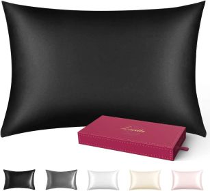 Silk Pillowcase for Hair and Skin;  Lacette 25 Momme 100% 6A Soft Silk Pillow Case with Hidden Zipper;  600 Thread Count;  A Side Silk;  B Side M