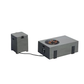 Patio Garden Fire Pit Table Set of 2 with Built-in Ice Bucket, Magnesium Oxide (Color: Grey)